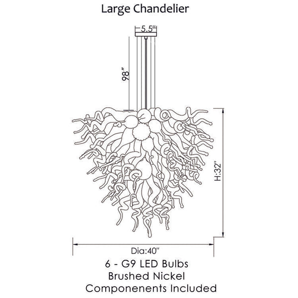 Viz Art Glass Lighting Viz Art Glass ColorSelect Monochrome Large Chandelier