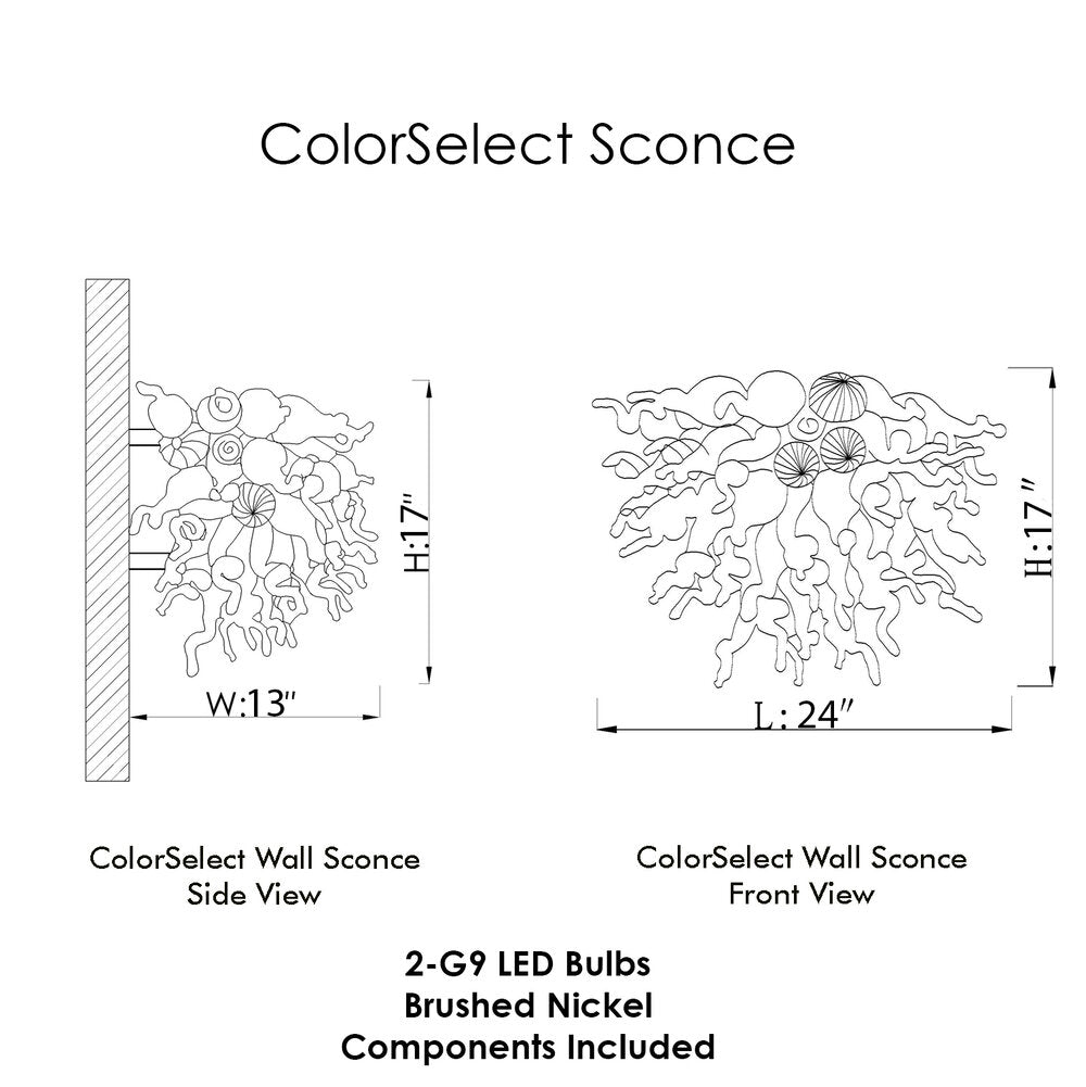 Viz Art Glass Lighting Viz Art Glass ColorSelect Sea Spray Blown Glass Wall Sconce