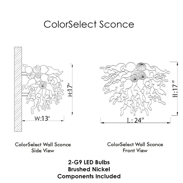 Viz Art Glass Lighting Viz Art Glass ColorSelect Sea Spray Blown Glass Wall Sconce