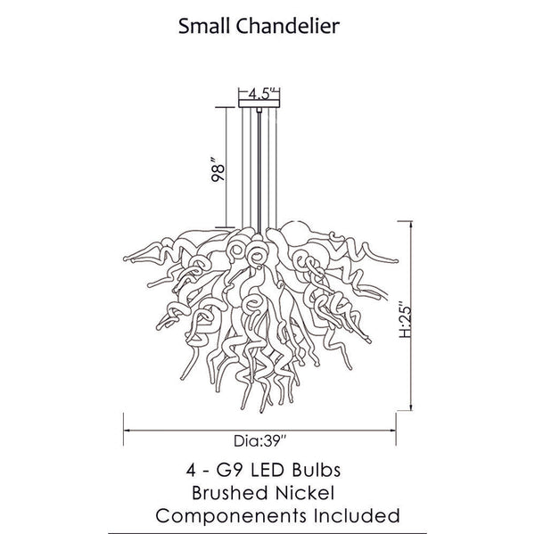 Viz Art Glass Lighting Viz Art Glass ColorSelect Sea Spray Small Blown Glass Chandelier