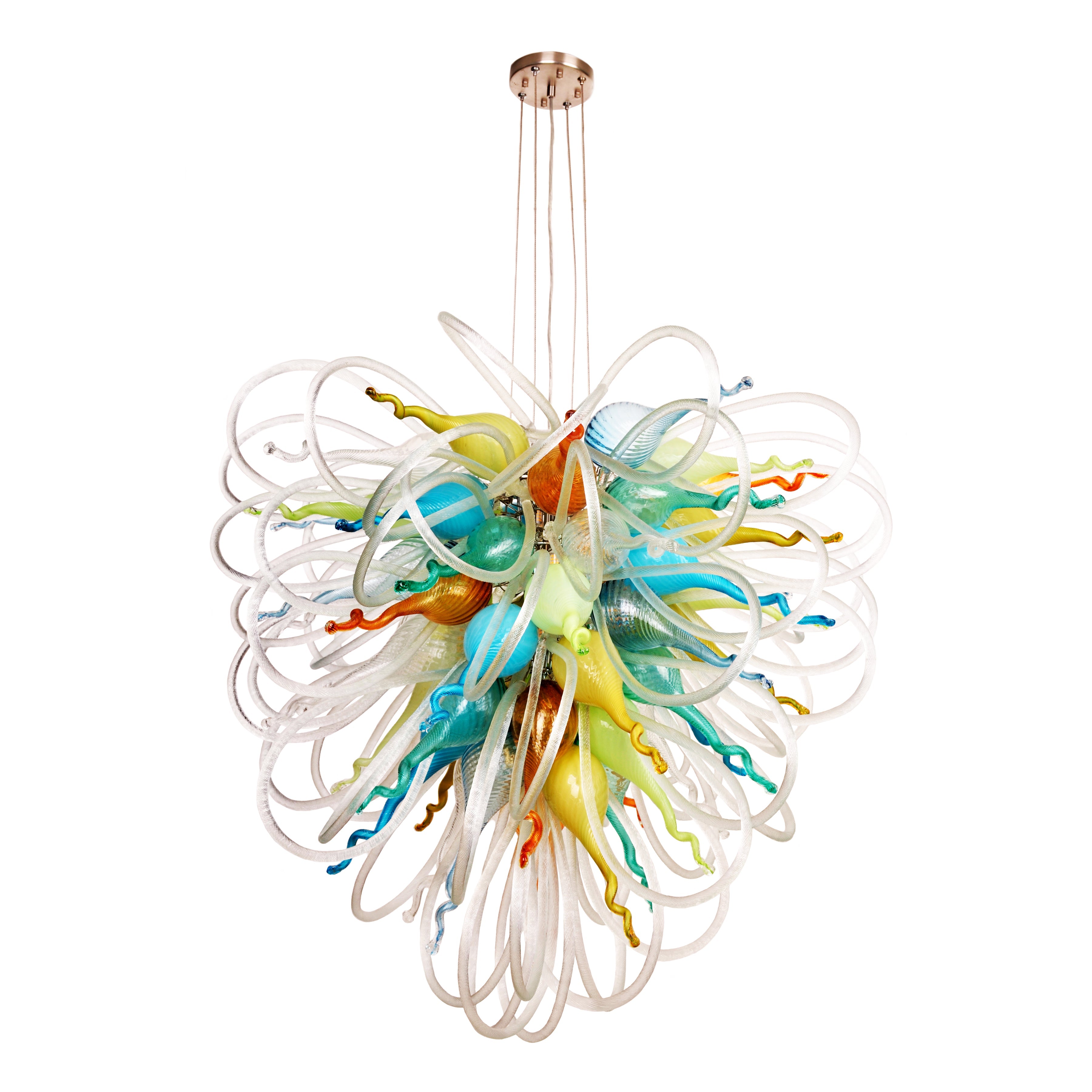 Viz Art Glass Lighting Viz Art Glass Orion Fiesta Coral Large Blown Glass Chandelier