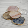 Zodax Giftware Agate Marble Glass Coaster w/ Gold Rim- Brown Tone