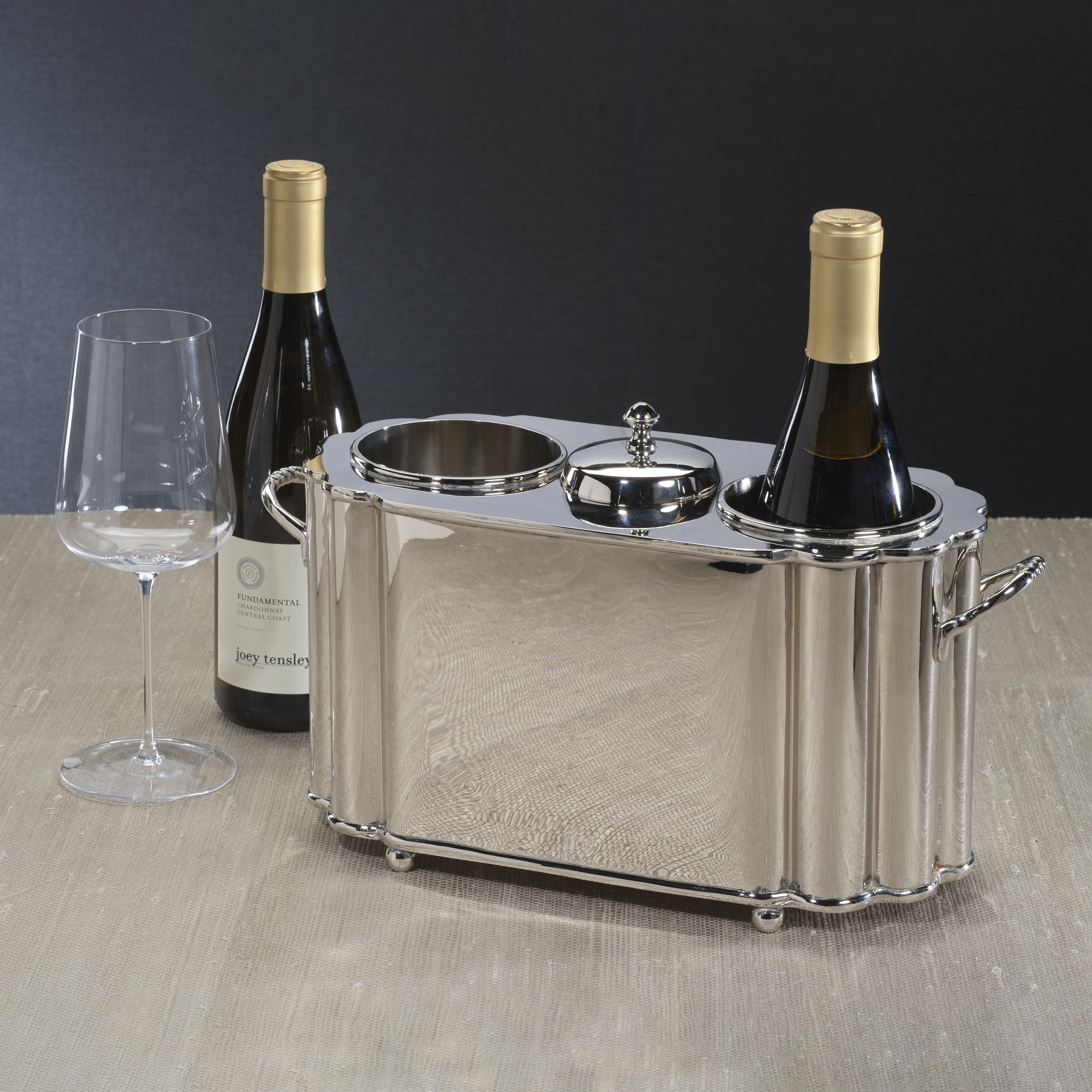 Zodax Giftware Alsace Brass Two Bottle Wine Cooler, Nickel