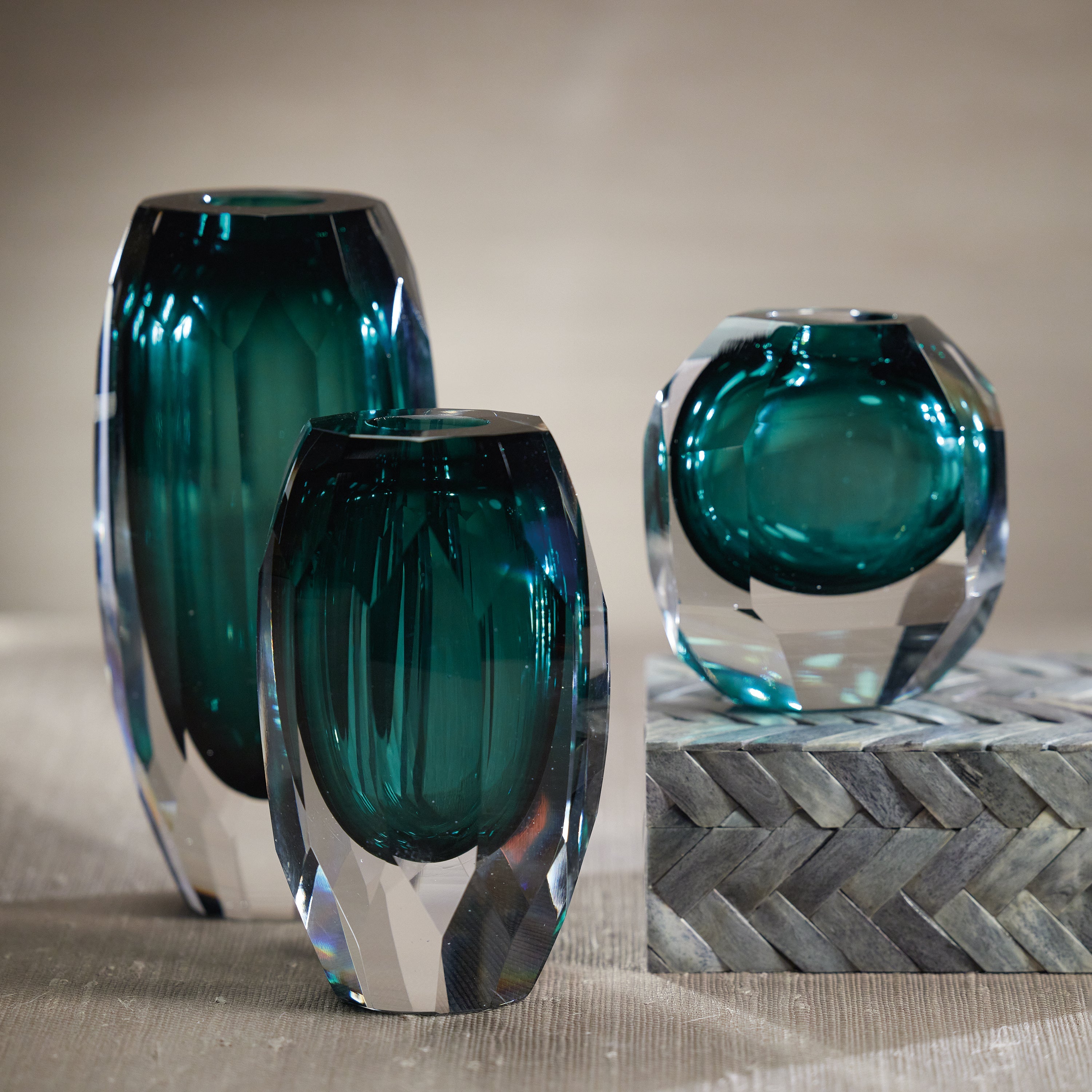 Zodax Furniture Aman Emerald Cut Glass 5"