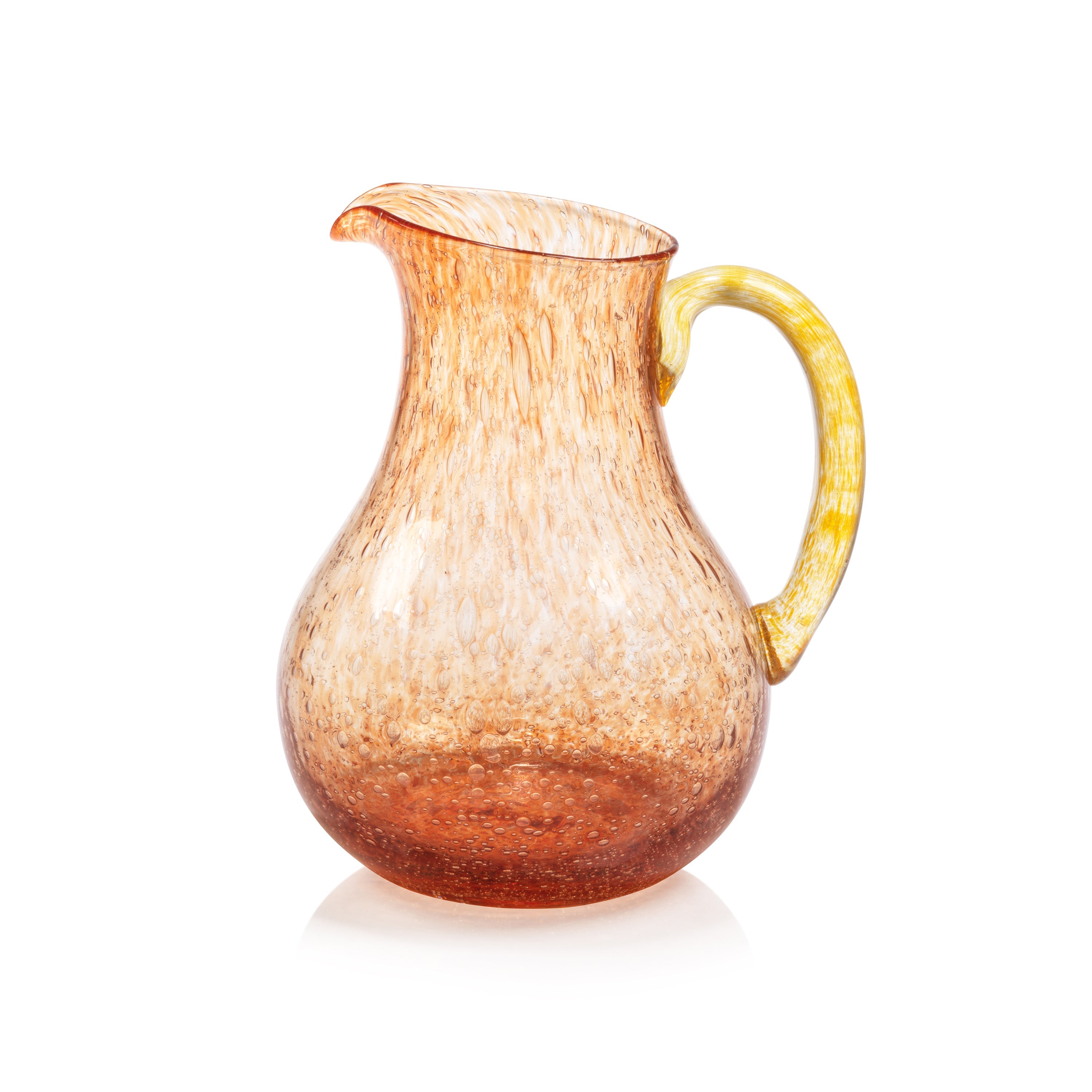 Zodax Home Decor Antibes Glass Pitcher - Orange with Yellow Handle