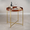 Zodax Giftware Aspen Leather with Brass Handles Round Tray  on Stand
