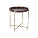 Zodax Giftware Aspen Leather with Brass Handles Round Tray  on Stand