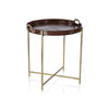 Zodax Giftware Aspen Leather with Brass Handles Round Tray  on Stand