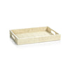 Zodax Furniture Atelier Natural Fiber Raffia Tray w/ Leather Trim -12" x 19" x 2"
