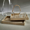 Zodax Furniture Atelier Natural Fiber Raffia Tray w/ Leather Trim -12" x 19" x 2"