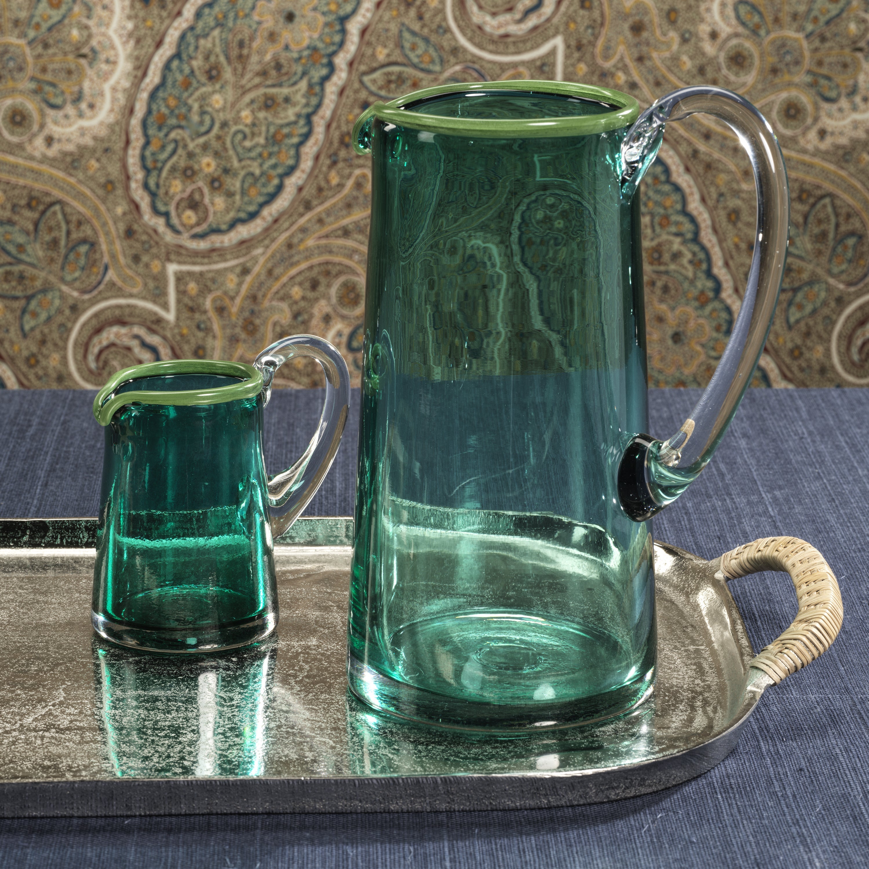Zodax Home Decor Azul Juice Pitcher - Azul, Green and Clear - Large