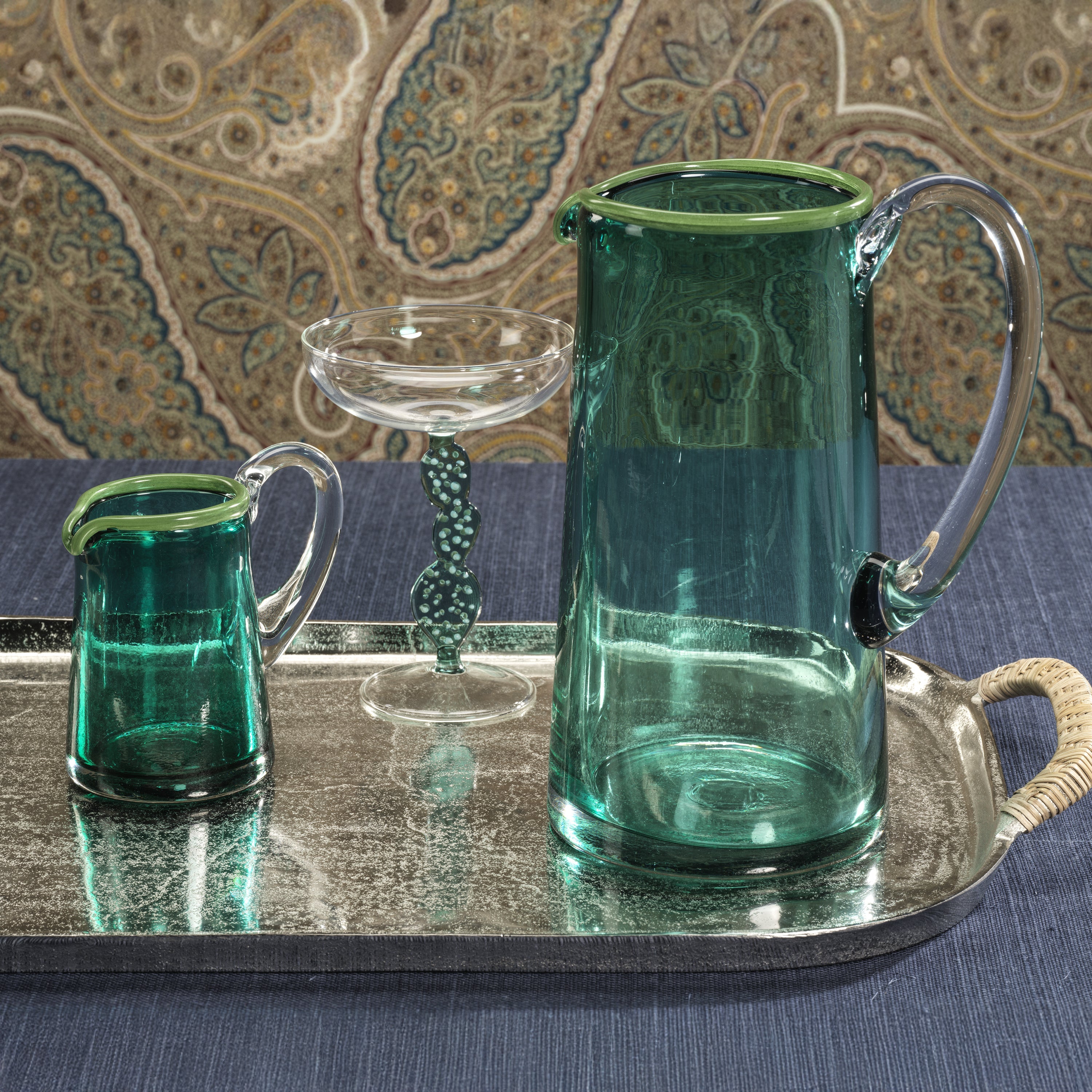 Zodax Home Decor Azul Juice Pitcher - Azul, Green and Clear - Large