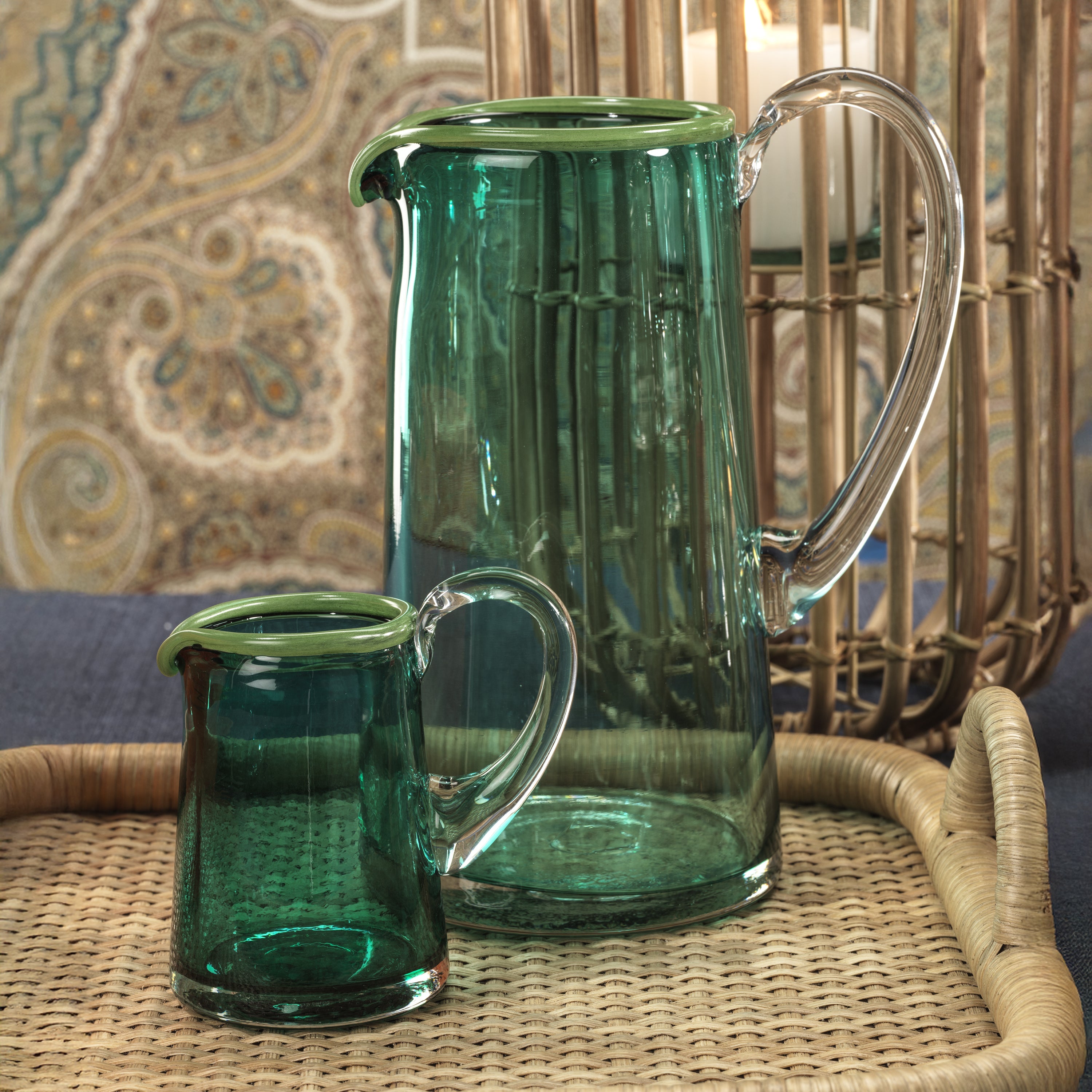 Zodax Home Decor Azul Juice Pitcher - Azul, Green and Clear - Large