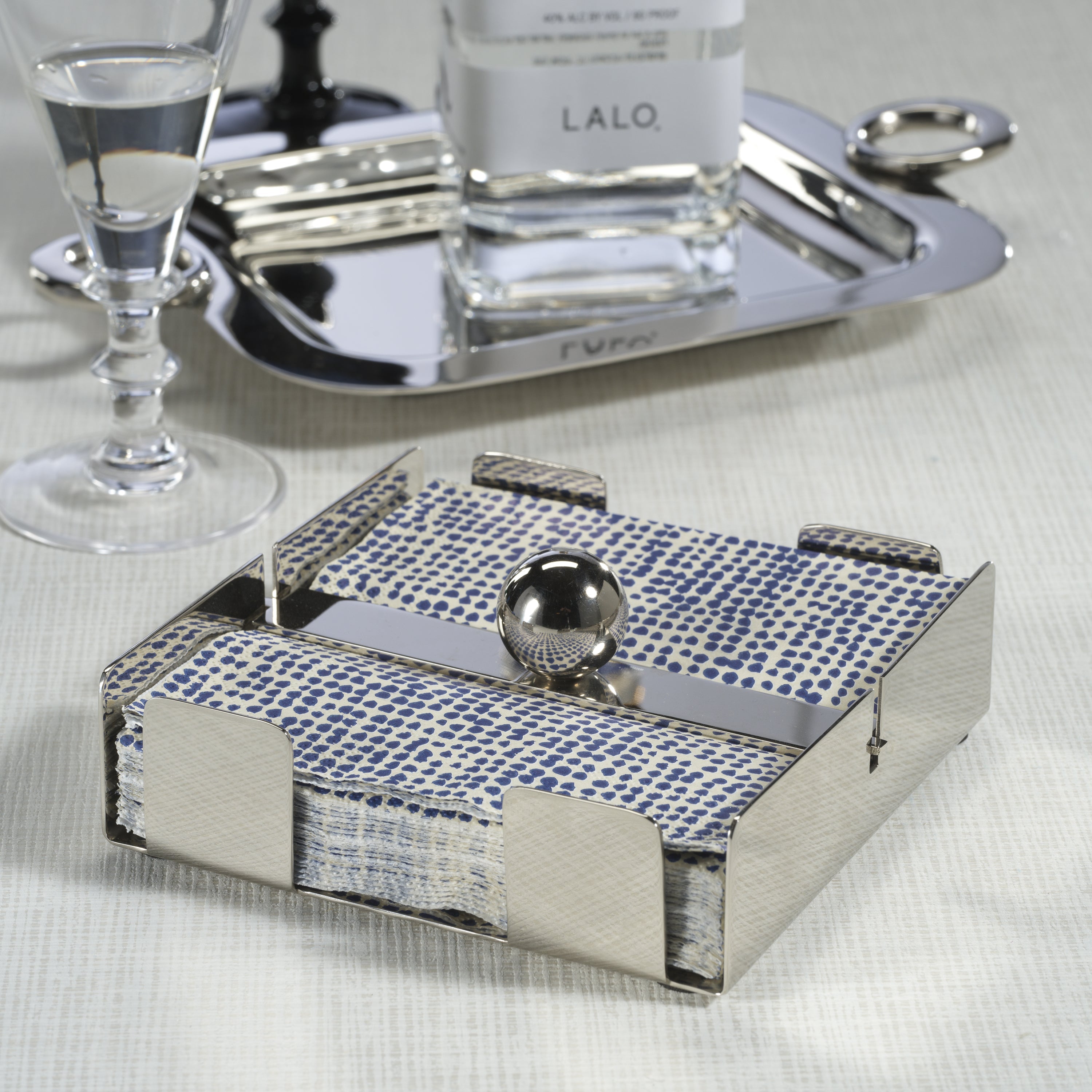 Zodax Giftware Basso Cocktail Napkin Holder - Polished Nickel