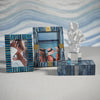 Zodax Home Decor Biarritz Ribbed Blue Bone Inlaid Box-7" x 4.25" x 2"