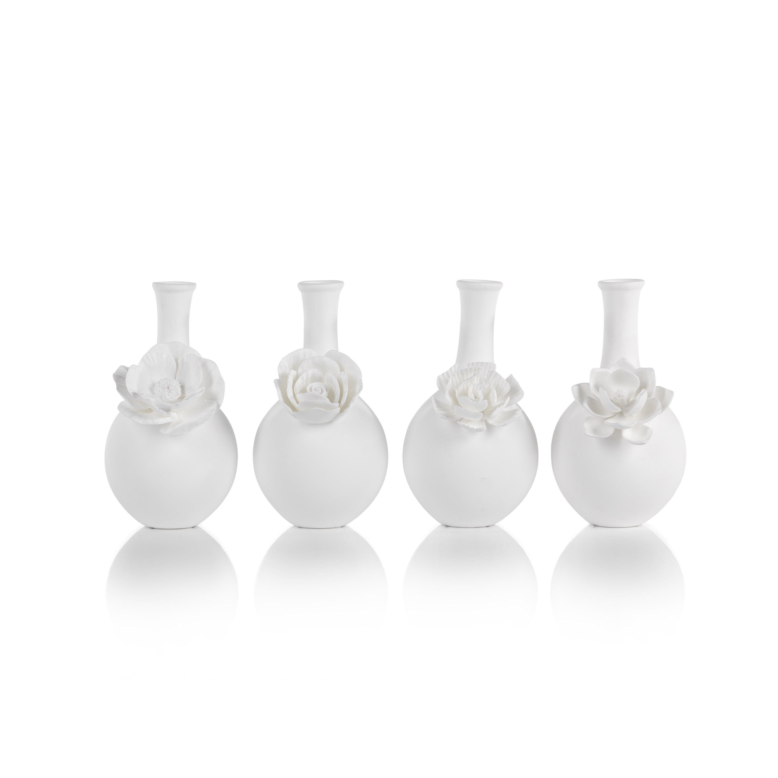 Zodax Giftware Cameo Long Neck Porcelain Bud Vases- 4 Assorted Styles