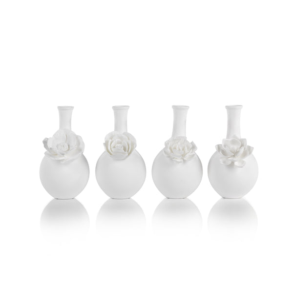Zodax Giftware Cameo Long Neck Porcelain Bud Vases- 4 Assorted Styles