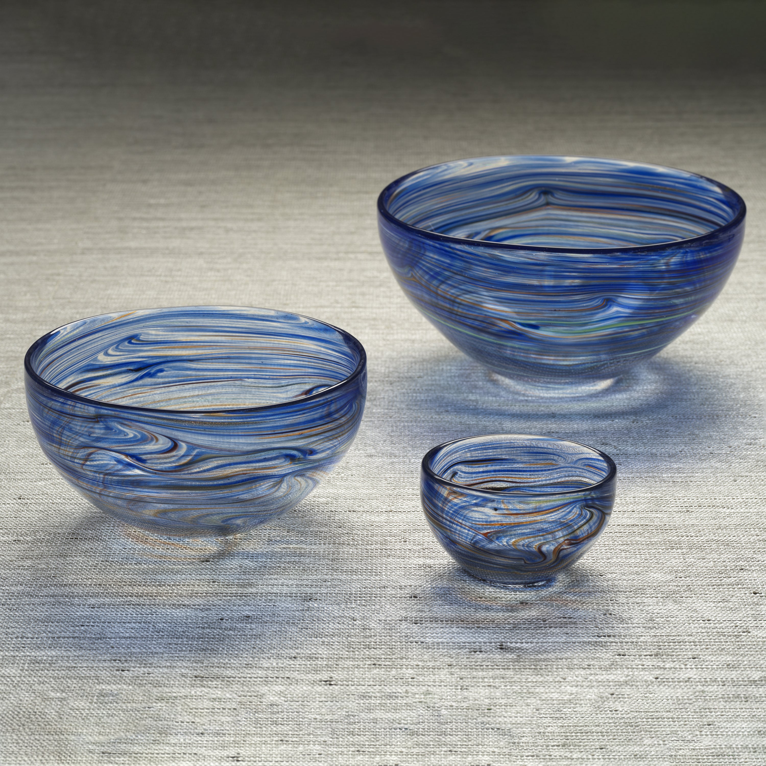 Zodax Home Decor Delphine Glass Bowl - Multi Blue - Medium