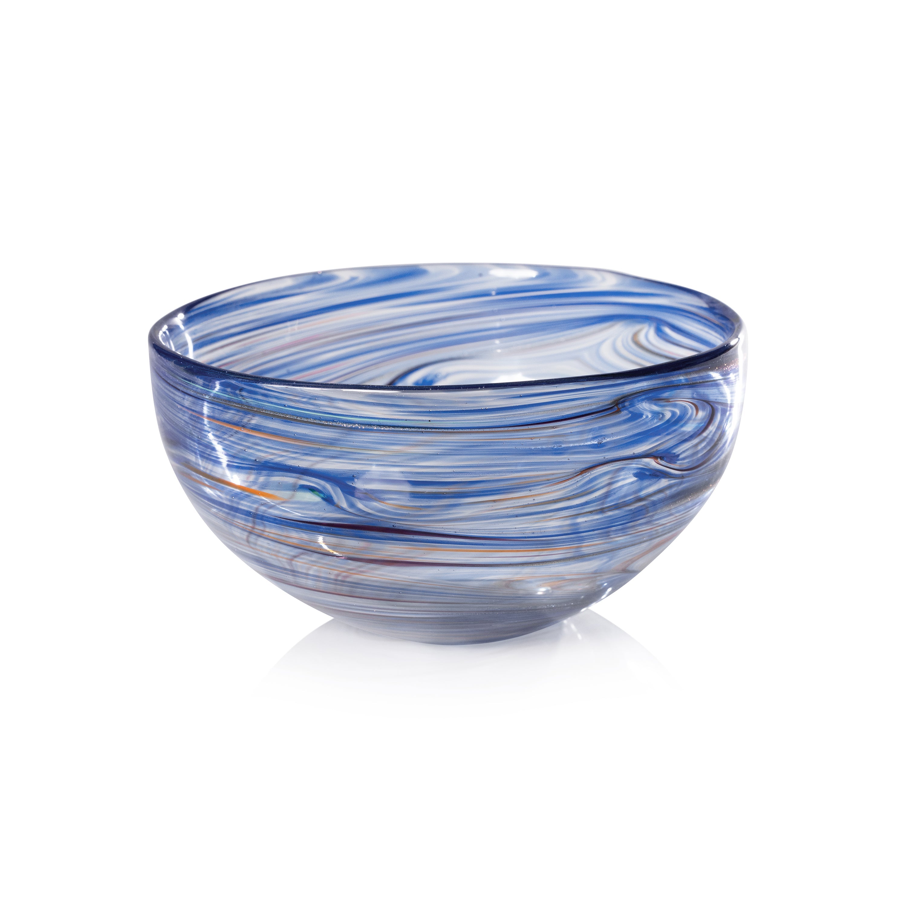 Zodax Home Decor Delphine Glass Bowl - Multi Blue - Medium
