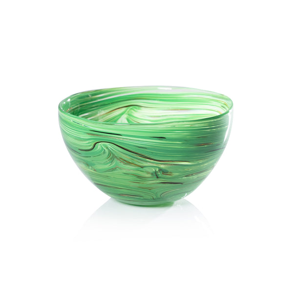 Zodax Home Decor Delphine Glass Bowl - Multi Green - Medium