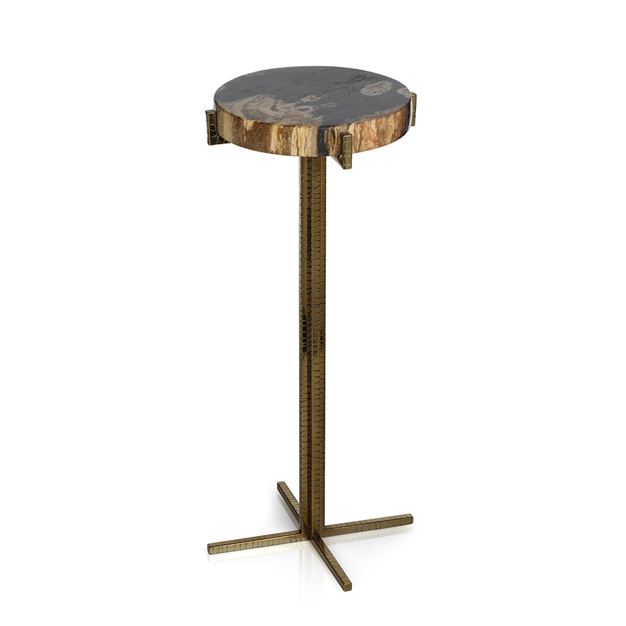 Zodax Furniture Fortaleza Petrified Wood Cocktail Table -Round