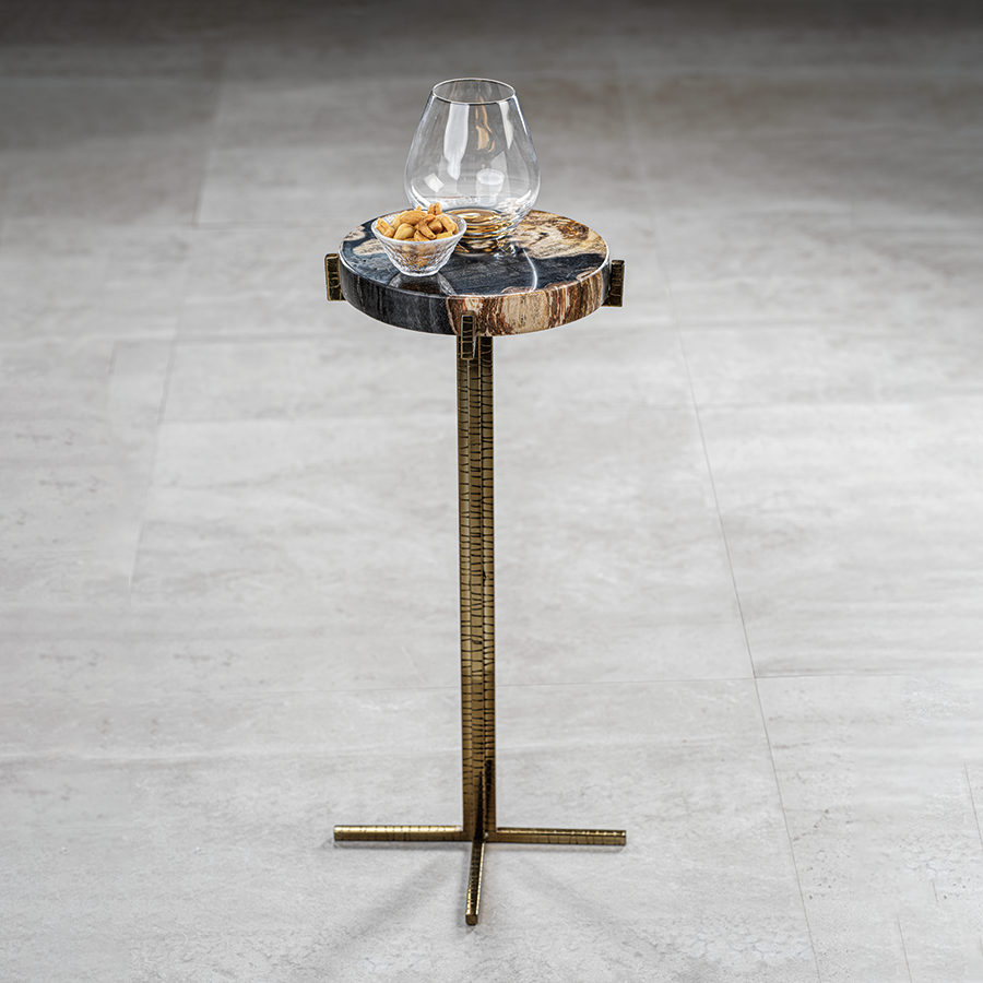 Zodax Furniture Fortaleza Petrified Wood Cocktail Table -Round