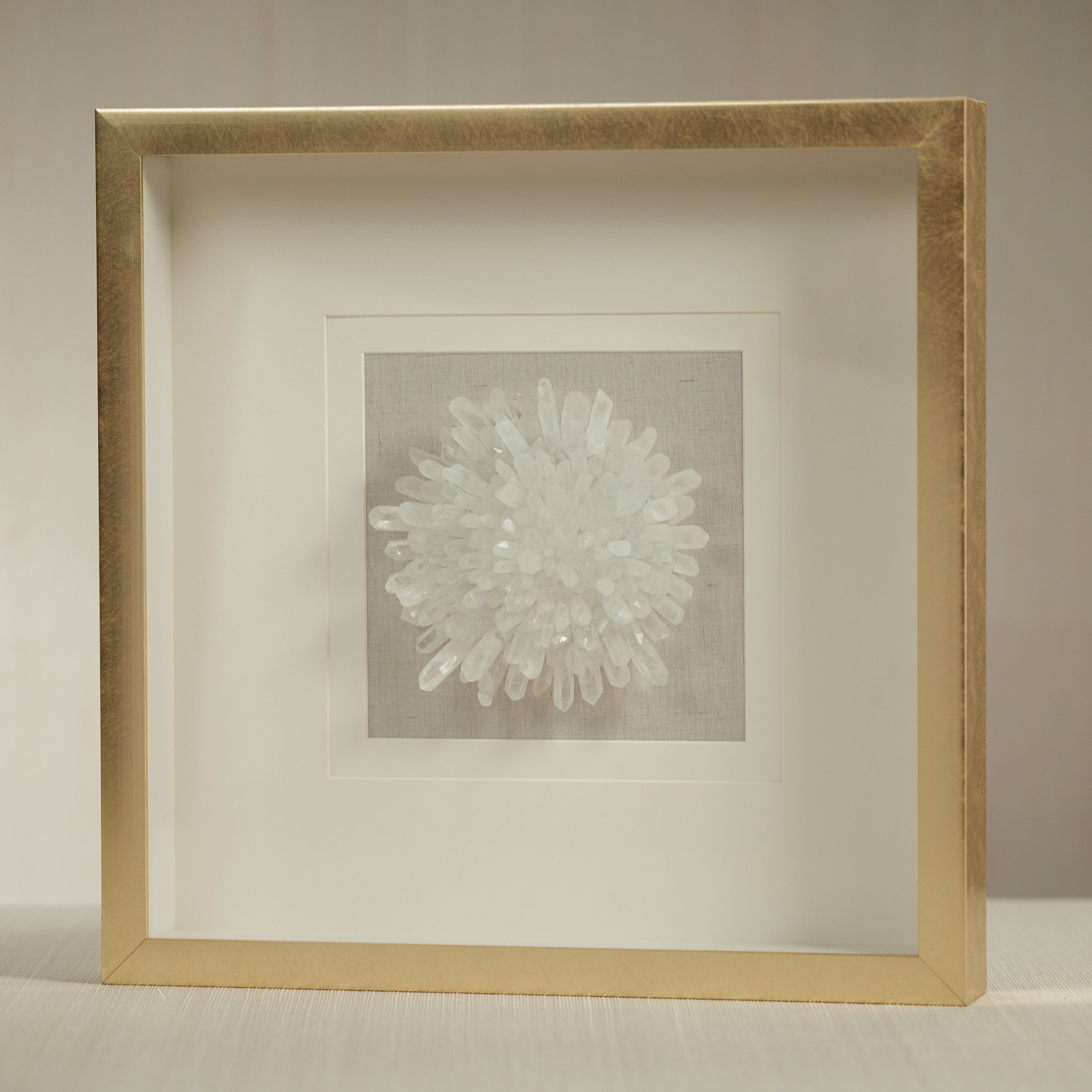 Zodax Furniture Gold Framed Crystal Flower 18" x 18"