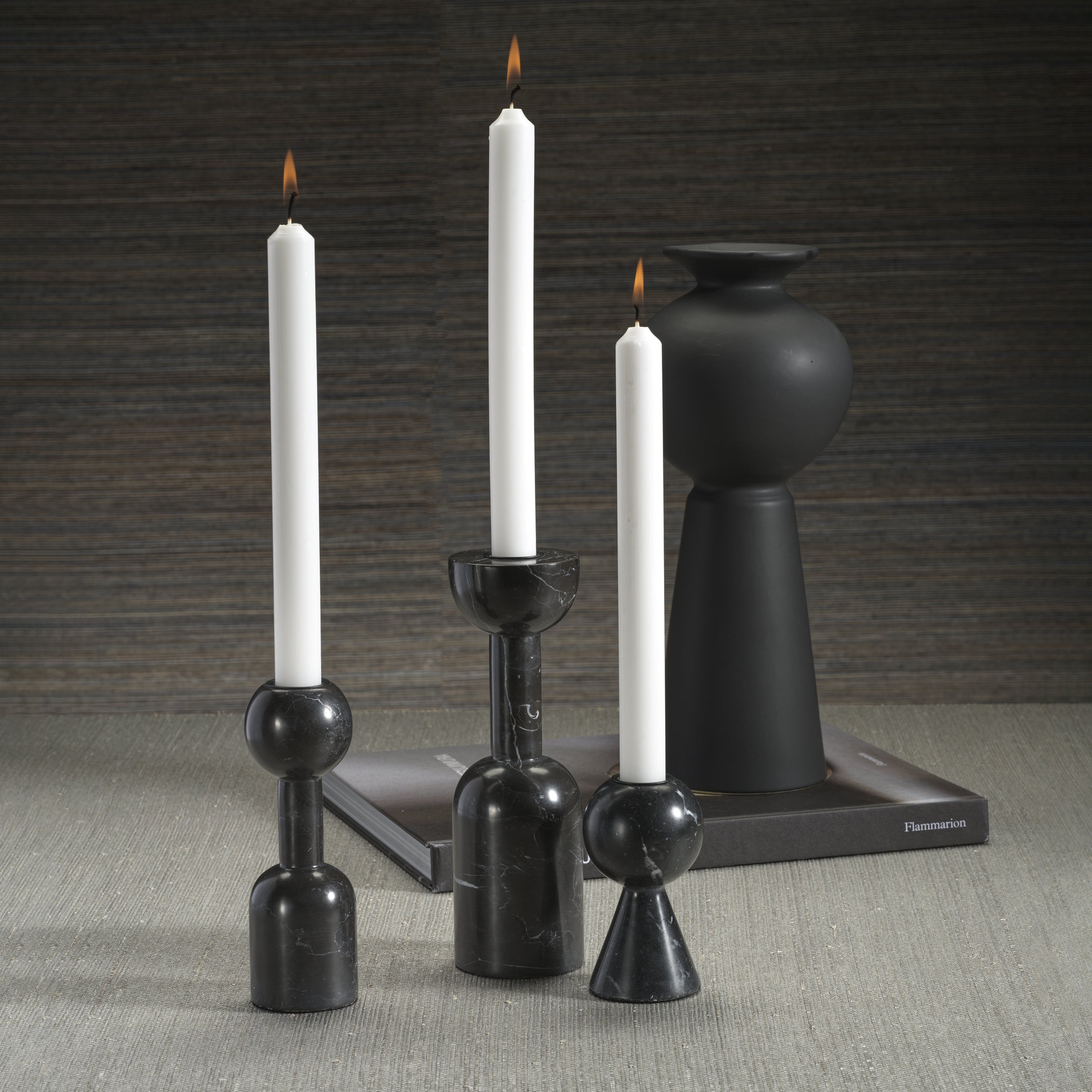 Zodax Home Decor Kyoto Modern Candle Holder - Black Marqunio - 6 in