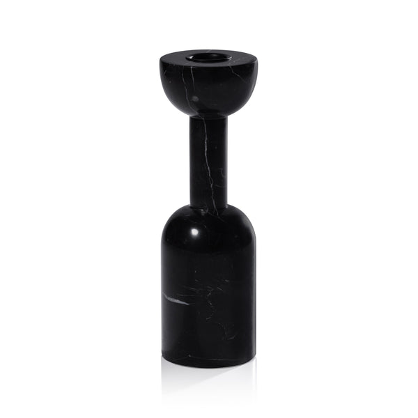 Zodax Home Decor Kyoto Modern Candle Holder - Black Marqunio - 8 in