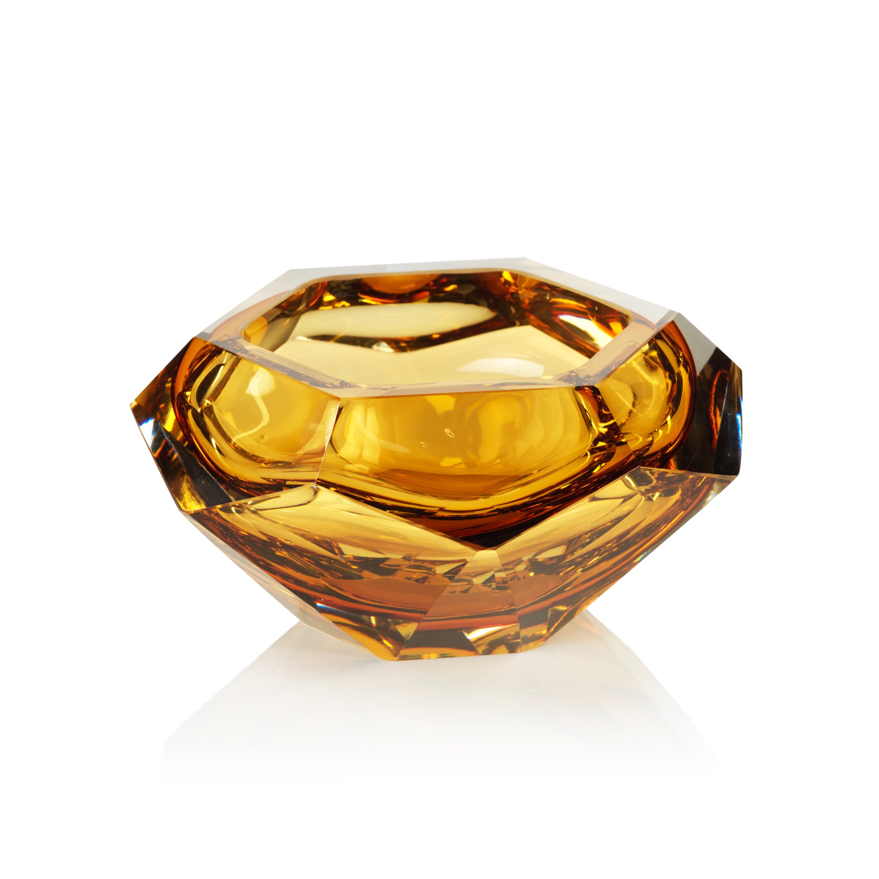 Zodax Home La Bohème Hand Made Polished Cut Glass Bowl - Amber