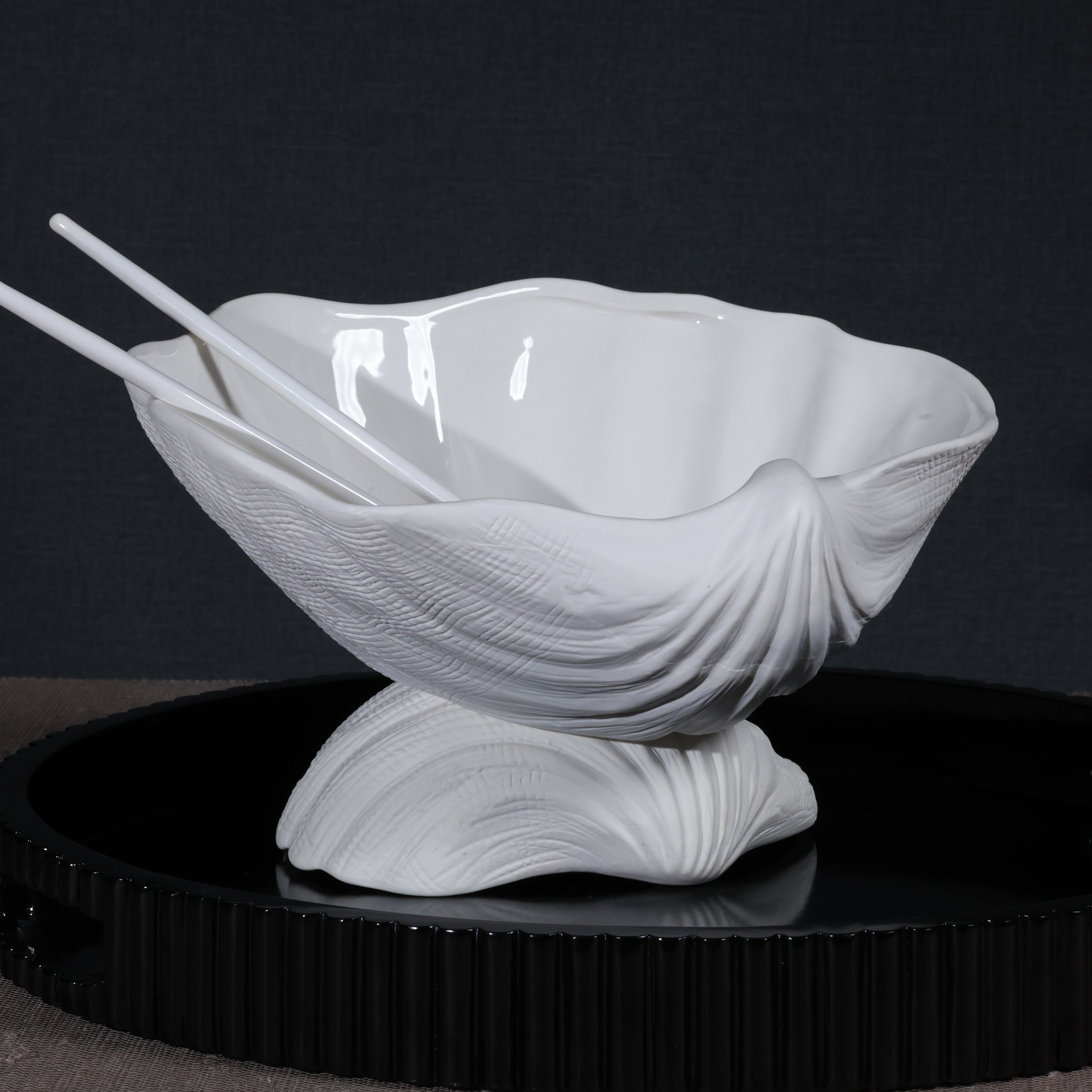 Zodax Home Decor La Coquille Stoneware Clam Shell Bowl