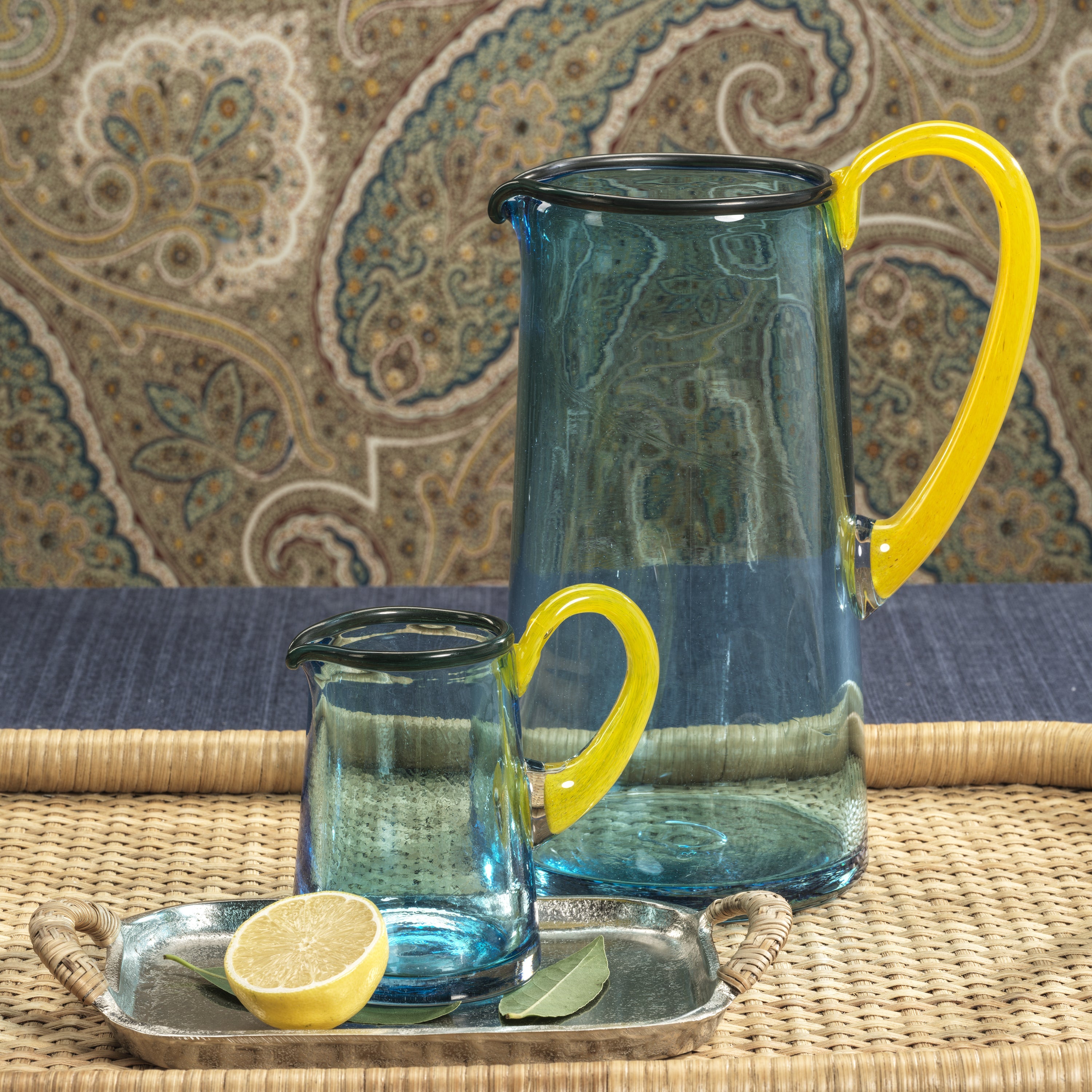 Zodax Home Decor Lagoon Juice Pitcher - Aqua, Green and Yellow - Large