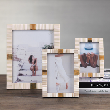Zodax Picture Frames Maha Bone w/ Brass Trim Photo Frame-5" x 7"