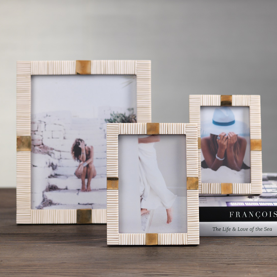 Zodax Picture Frames Maha Bone w/ Brass Trim Photo Frame-5" x 7"