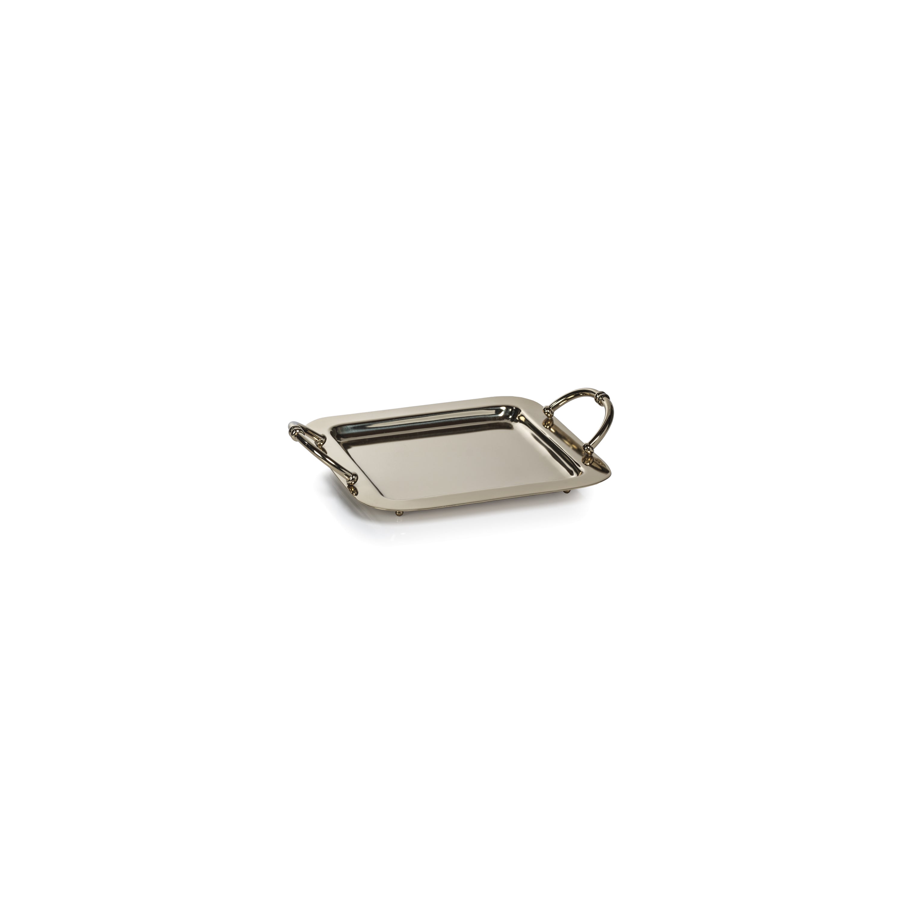 Zodax Furniture Manetta Steel and Brass Tray-Polished Gold 10" x 8" x 2"