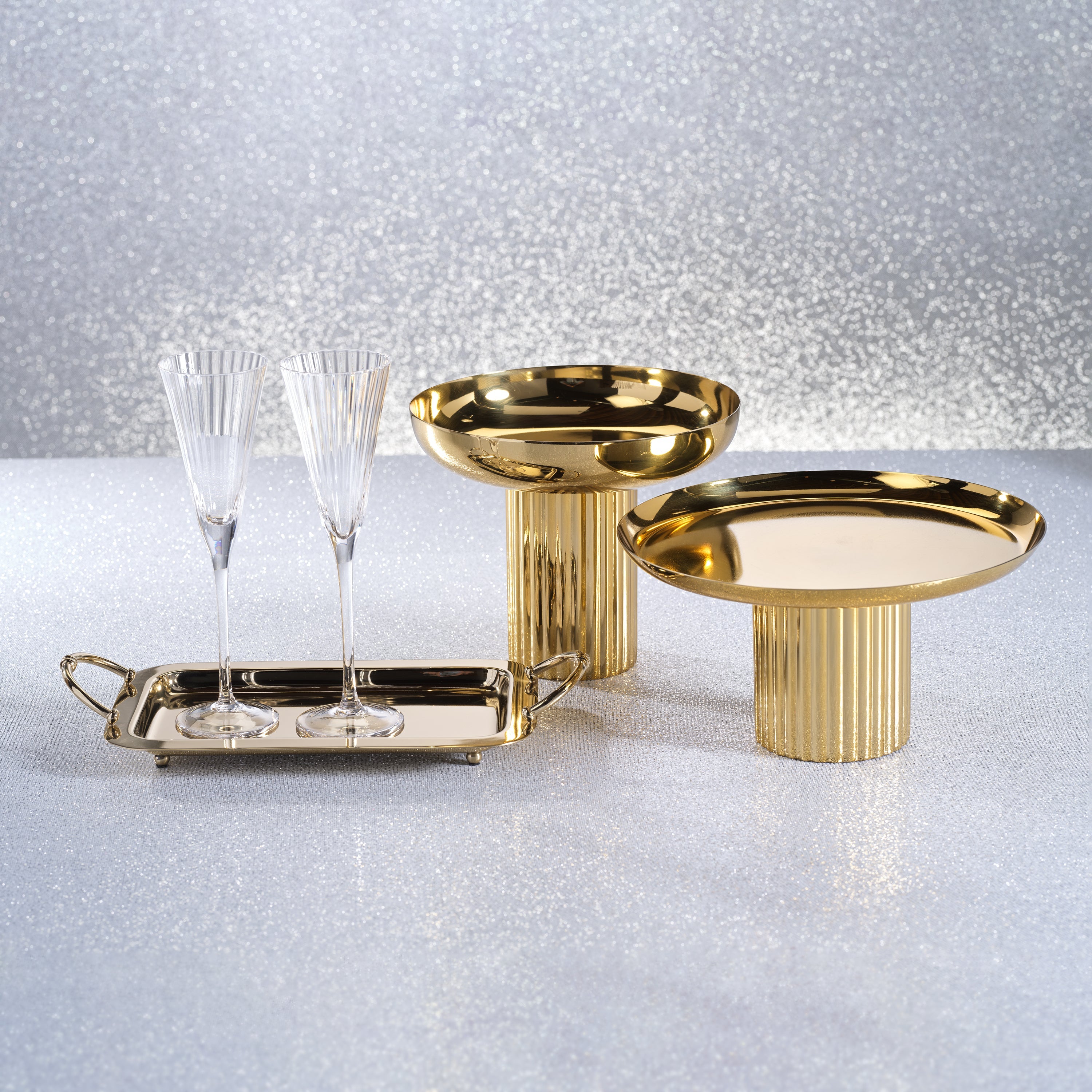 Zodax Furniture Manetta Steel and Brass Tray-Polished Gold 10" x 8" x 2"