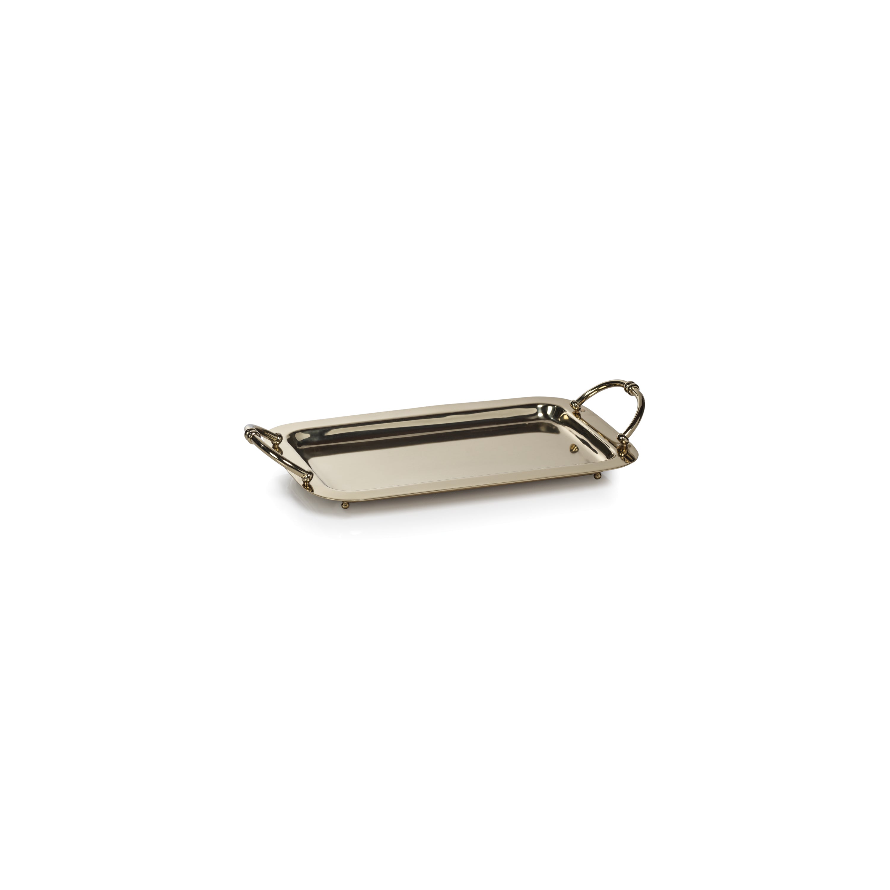 Zodax Furniture Manetta Steel and Brass Tray-Polished Gold 13" x 7" x 2"