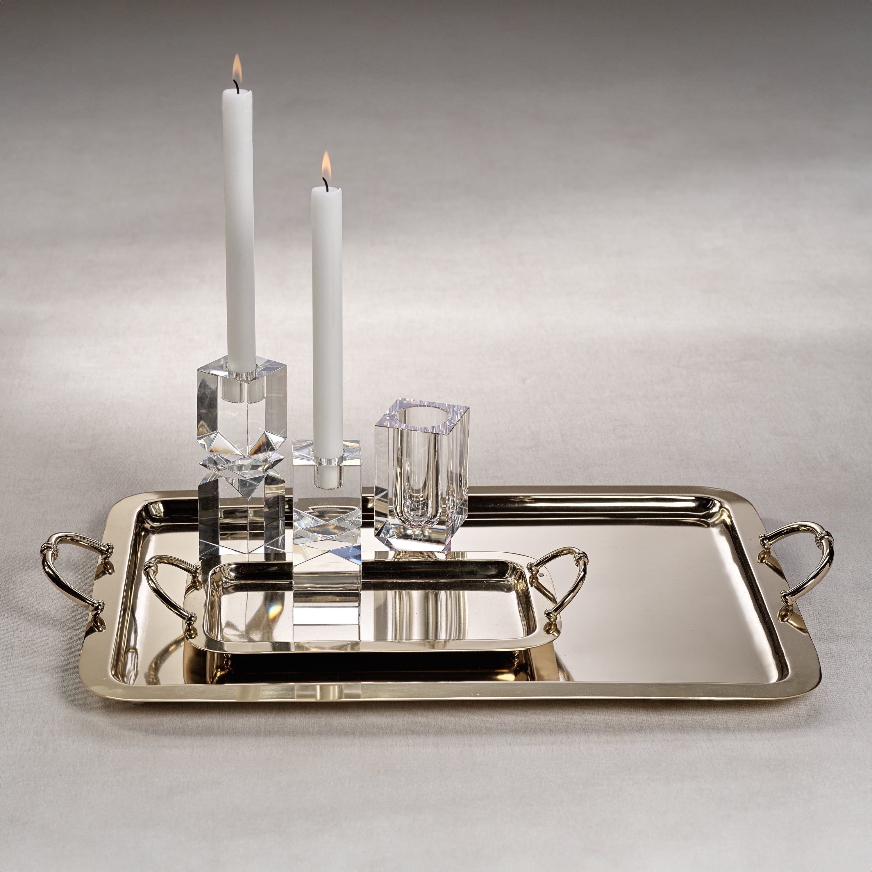 Zodax Furniture Manetta Steel and Brass Tray-Polished Gold 13" x 7" x 2"
