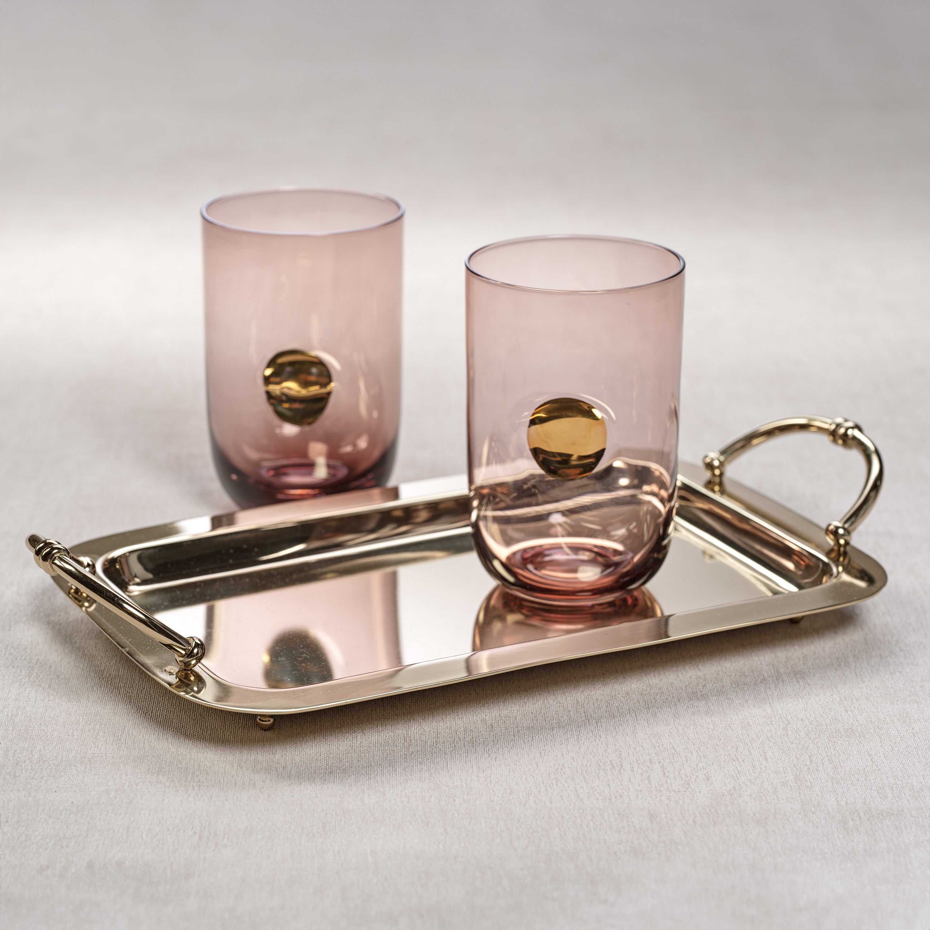 Zodax Furniture Manetta Steel and Brass Tray-Polished Gold 13" x 7" x 2"