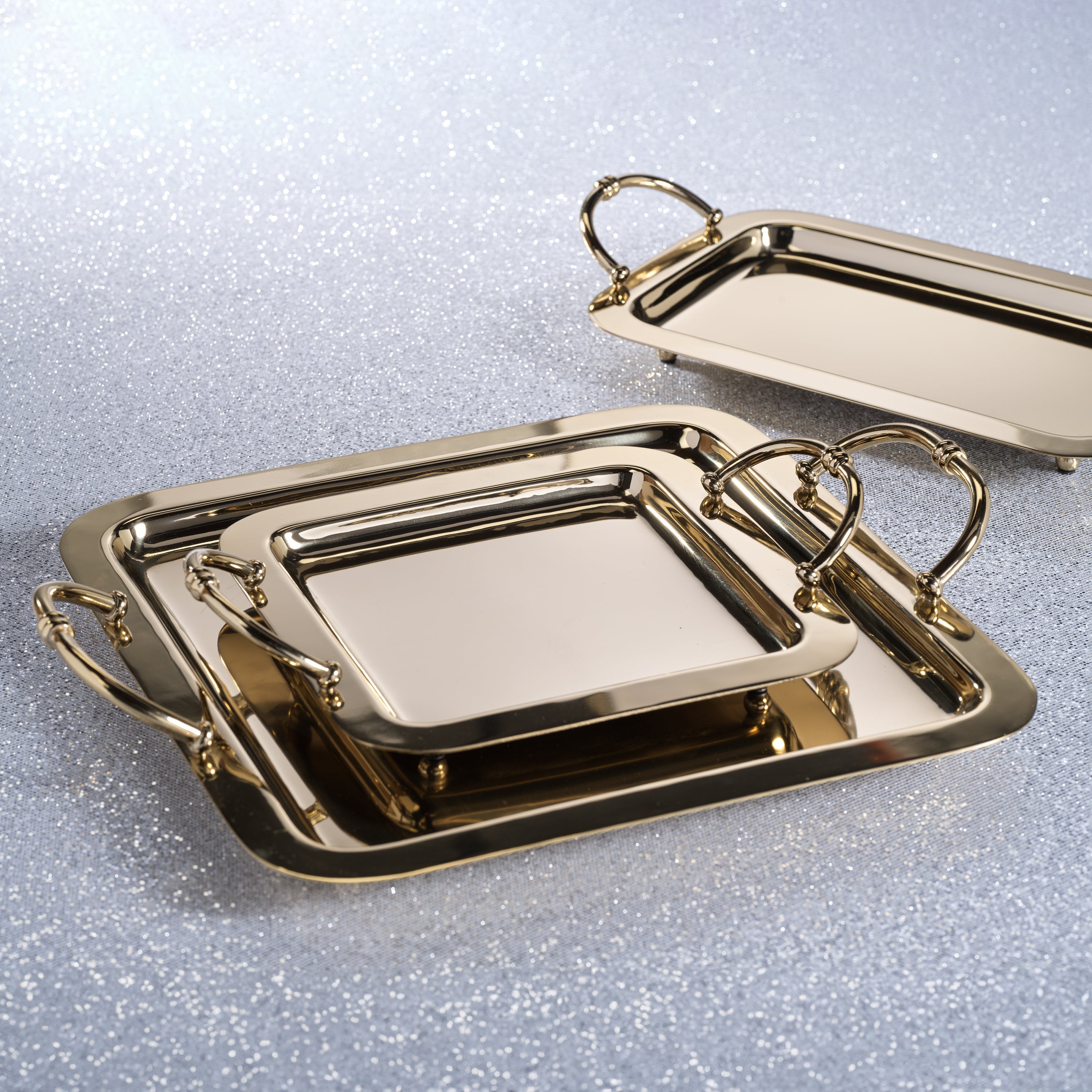Zodax Furniture Manetta Steel and Brass Tray-Polished Gold 13" x 7" x 2"
