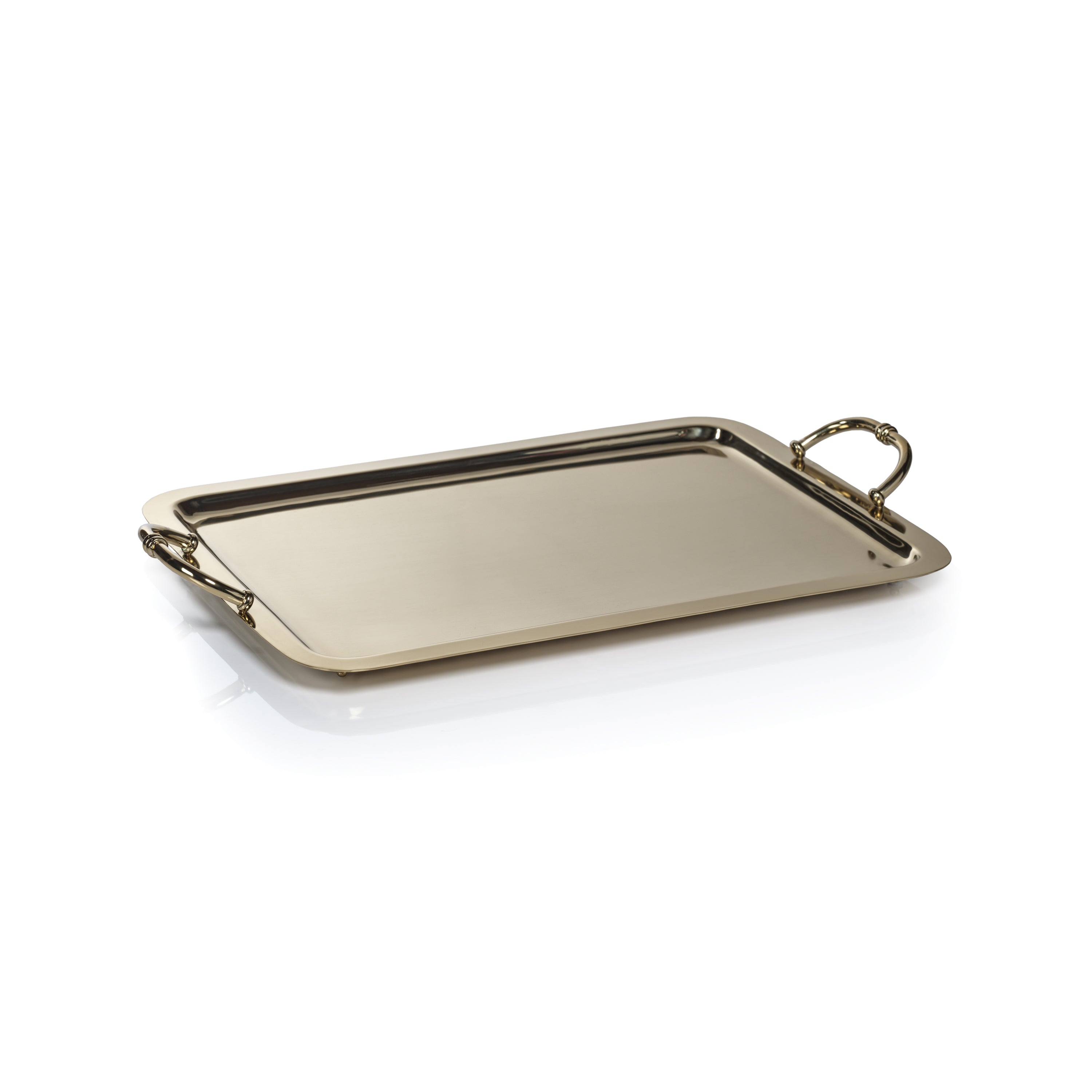 Zodax Furniture Manetta Steel and Brass Tray-Polished Gold 21" x 13" x 2"