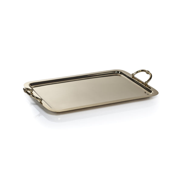 Zodax Furniture Manetta Steel and Brass Tray-Polished Gold 21" x 13" x 2"