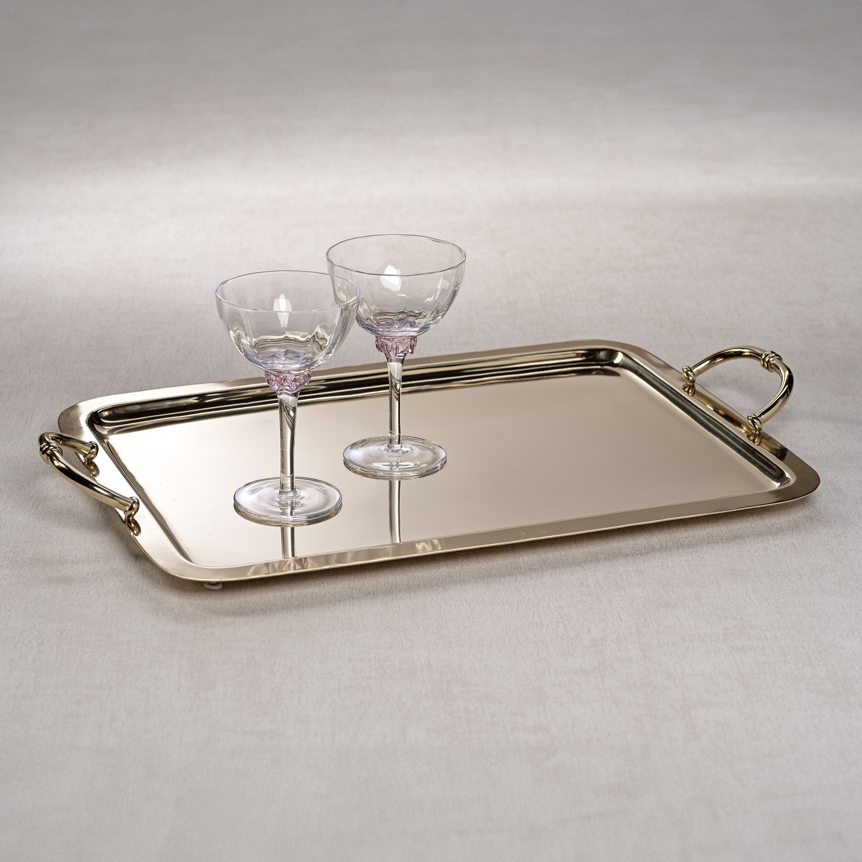 Zodax Furniture Manetta Steel and Brass Tray-Polished Gold 21" x 13" x 2"
