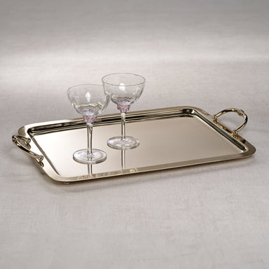 Zodax Furniture Manetta Steel and Brass Tray-Polished Gold 21" x 13" x 2"