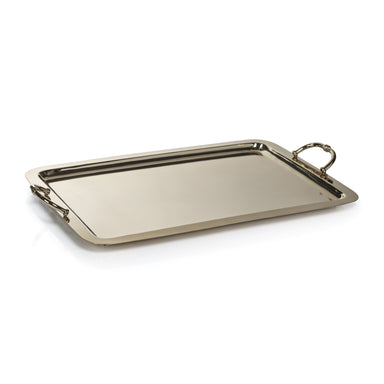 Zodax Furniture Manetta Steel and Brass Tray-Polished Gold 24" x 15" x 2"