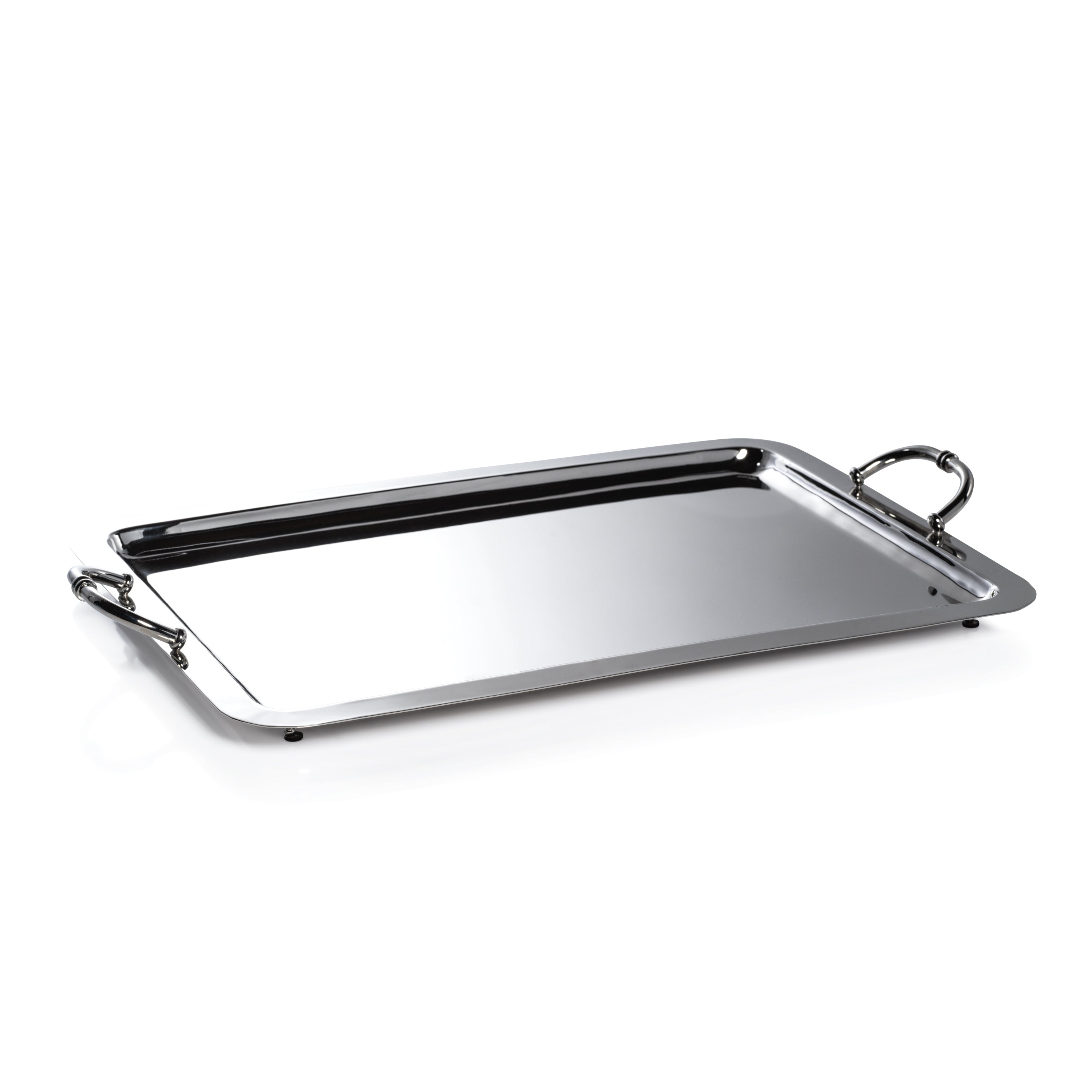 Zodax Giftware Manetta Steel and Brass Tray- Polished Nickel, 24" x 15" x 2"