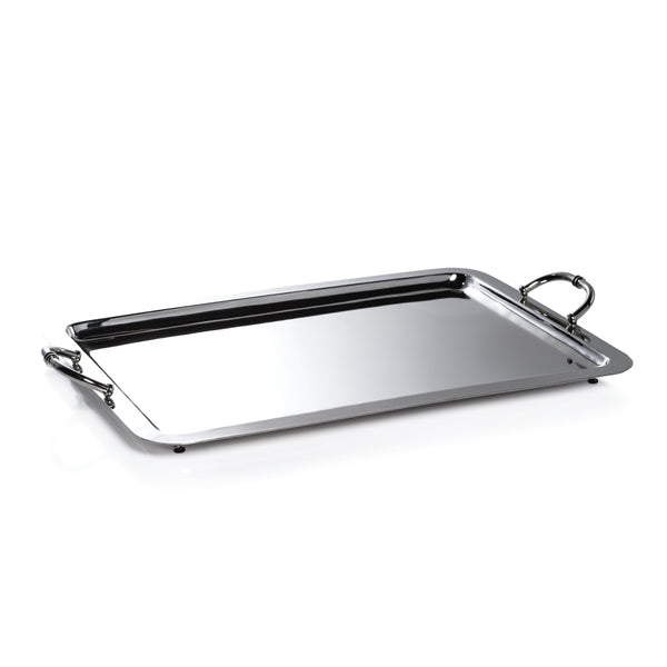Zodax Giftware Manetta Steel and Brass Tray- Polished Nickel, 24" x 15" x 2"