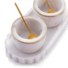 Zodax Serveware Marble Condiment Set - 2 Bowls, 2 Spoons and 1 Tray