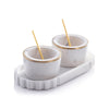 Zodax Serveware Marble Condiment Set - 2 Bowls, 2 Spoons and 1 Tray