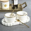 Zodax Serveware Marble Condiment Set - 2 Bowls, 2 Spoons and 1 Tray